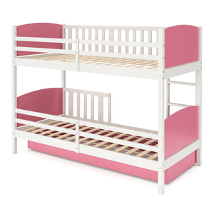 Etagenbett mit Stauraum JOHNNY 90 x 200 cm rosa/weiss