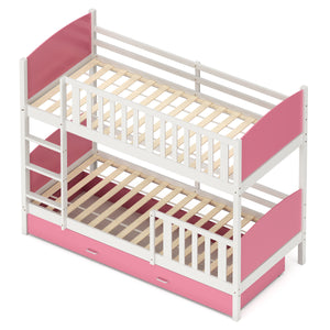 Etagenbett mit Stauraum JOHNNY 90 x 200 cm rosa/weiss
