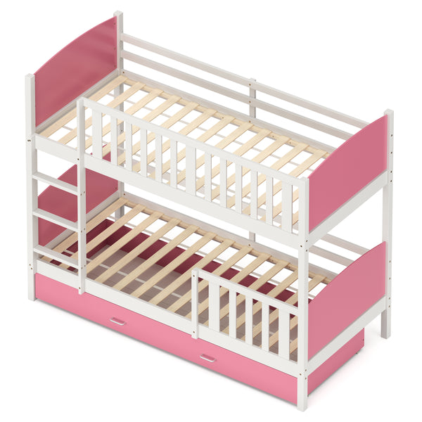 Etagenbett mit Stauraum JOHNNY 90 x 200 cm rosa/weiss