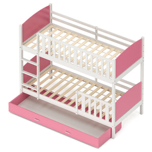 Etagenbett mit Stauraum JOHNNY 90 x 200 cm rosa/weiss
