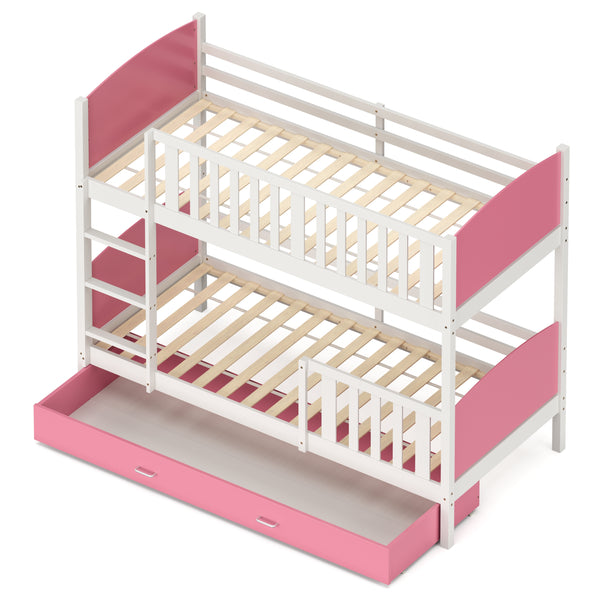Etagenbett mit Stauraum JOHNNY 90 x 200 cm rosa/weiss