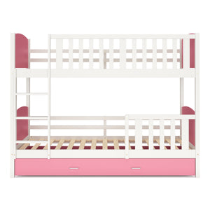 Etagenbett mit Stauraum JOHNNY 90 x 200 cm rosa/weiss