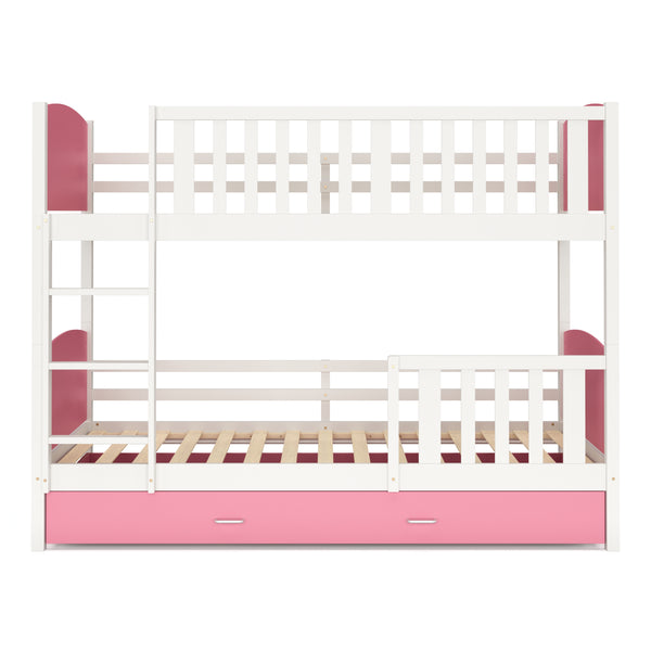 Etagenbett mit Stauraum JOHNNY 90 x 200 cm rosa/weiss