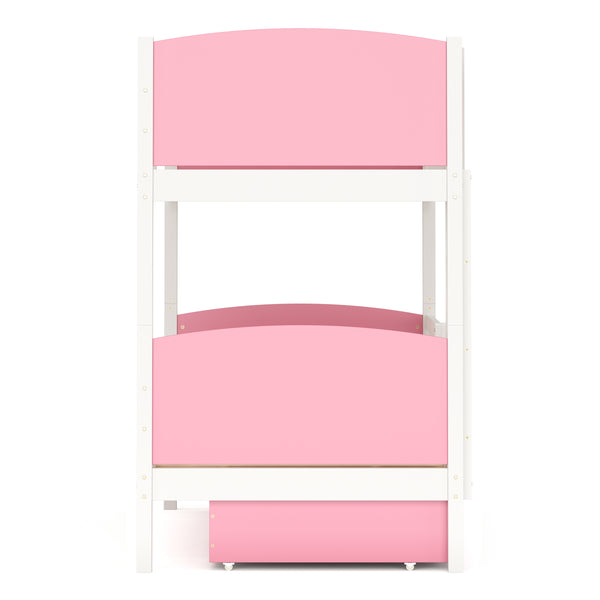 Etagenbett mit Stauraum JOHNNY 90 x 200 cm rosa/weiss