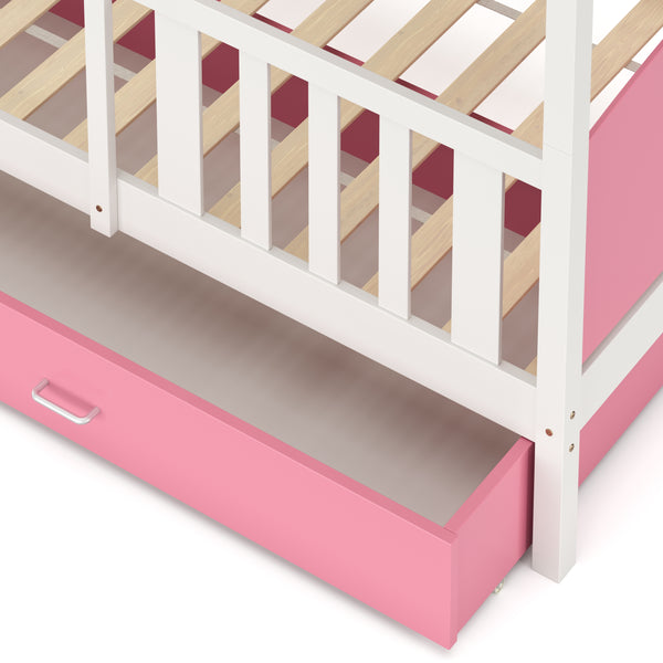 Etagenbett mit Stauraum JOHNNY 90 x 200 cm rosa/weiss