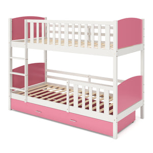 Etagenbett mit Stauraum JOHNNY 90 x 200 cm rosa/weiss