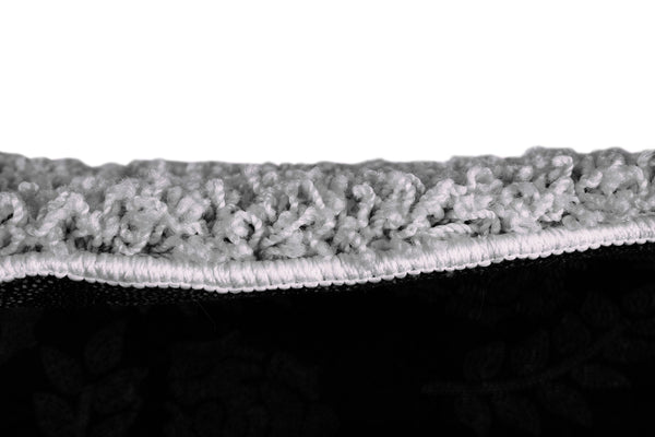 Tapis à poils longs, rond, 120 cm, gris