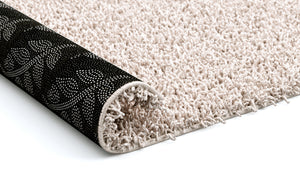 Tapis à poils longs, rond, 120 cm, crème