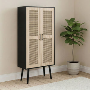 Kommode Schrank ALDO 70 x 150 cm natur/schwarz