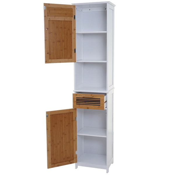 Hochschrank HWC-A85 Bambus180x40x31cm weiss