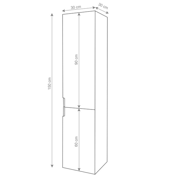 Hochschrank JAM-B19 Badezimmerschrank hochglanz 150x30cm grau