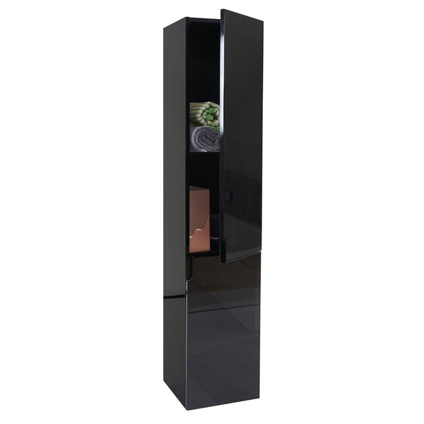 Hochschrank JAM-B19 Badschrank hochglanz 150x30cm schwarz
