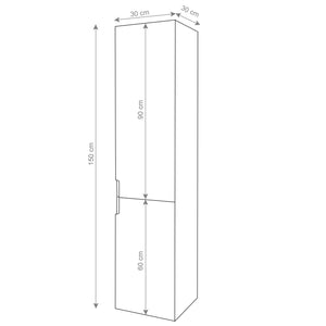 Hochschrank JAM-B19 Badschrank hochglanz 150x30cm schwarz