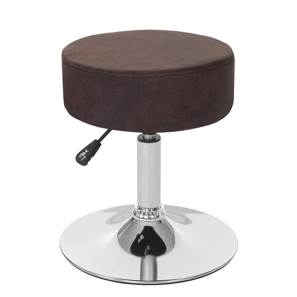 Hocker Sitzhocker höhenverstellbar Ø 35cm vintage dunkelbraun Wildlederimitat