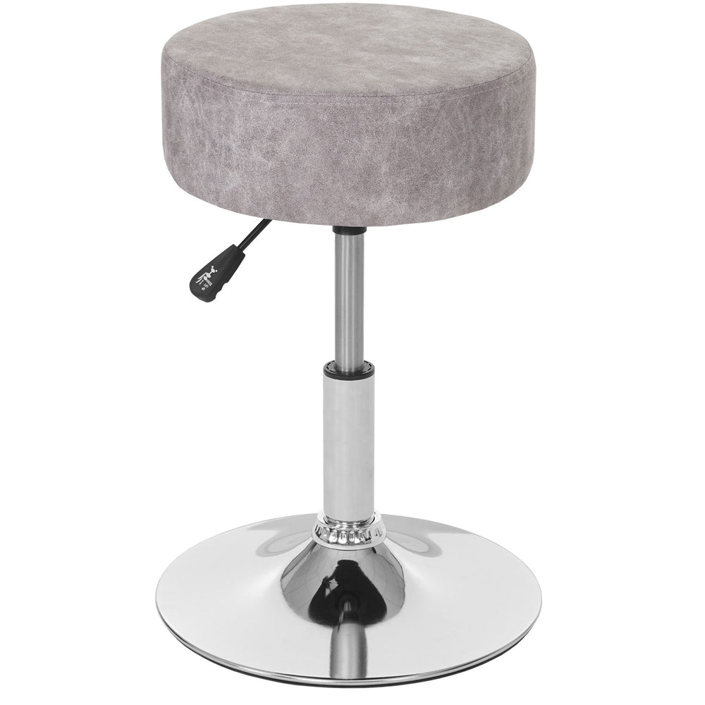 Hocker Sitzhocker höhenverstellbar Ø 35cm vintage grau Wildlederimitat