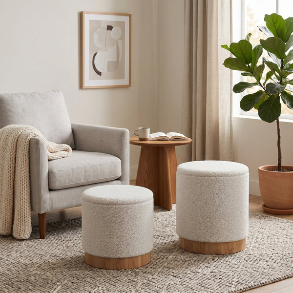 Hocker Teddy DASSEL 2er Set weiss
