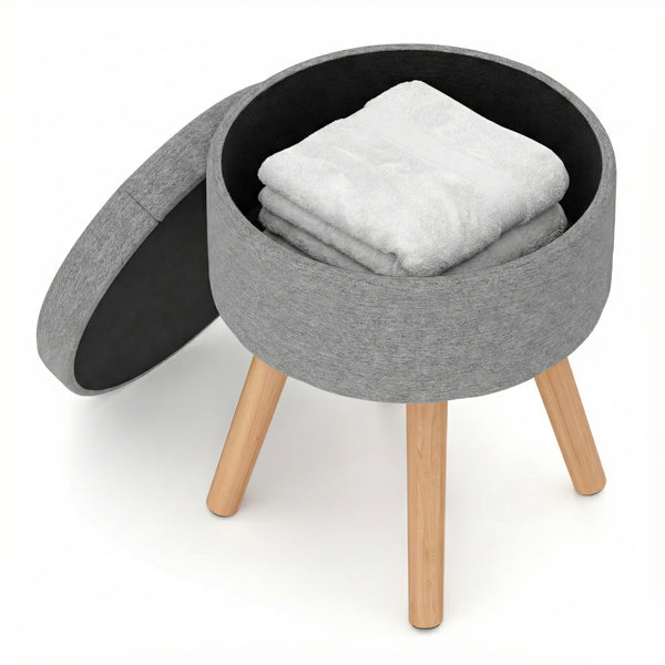 Hocker mit Aufbewahrungsfach hellgrau