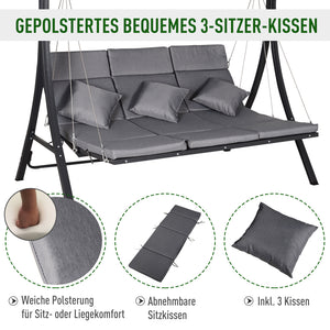 Hollywoodschaukel Gartenschaukel 3 Sitzer mit Dach
