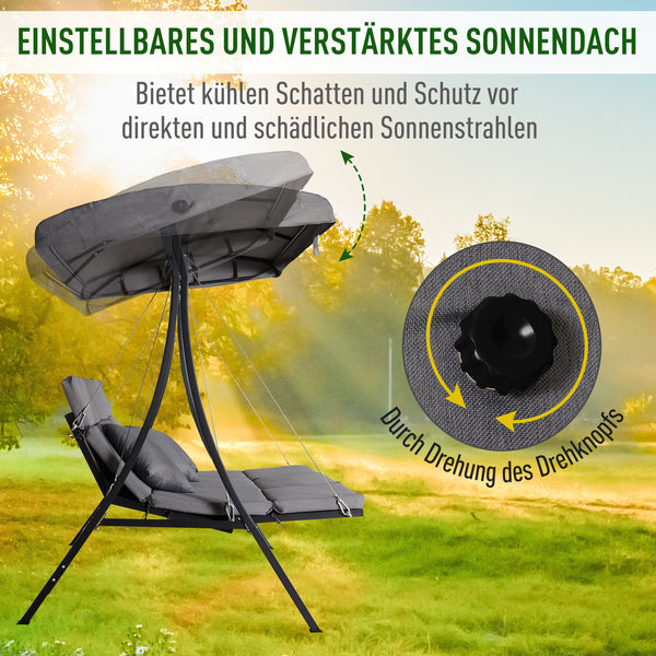 Hollywoodschaukel Gartenschaukel 3 Sitzer mit Dach