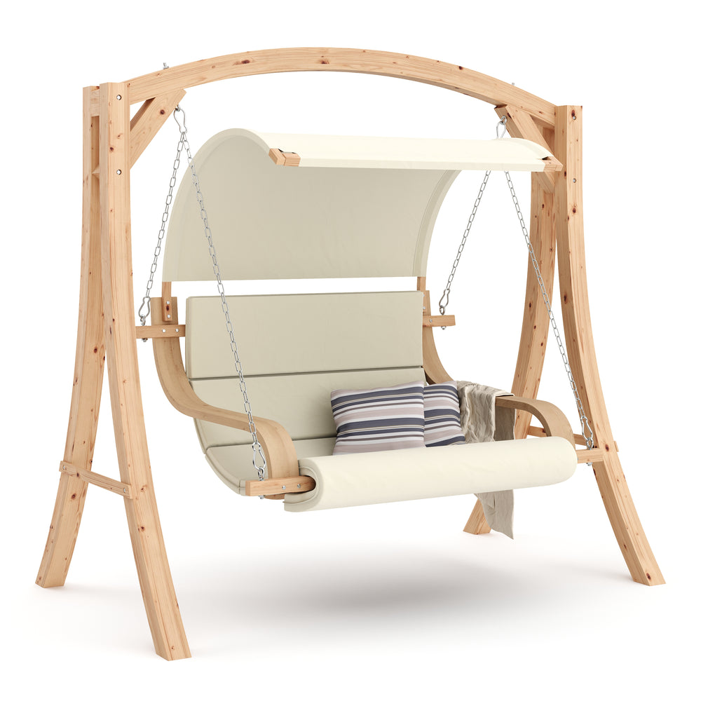 Balançoire Hollywood en bois, beige/naturel
