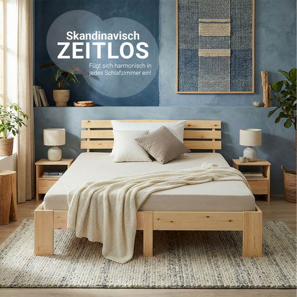 Letto in legno 160x200cm in legno massello naturale
