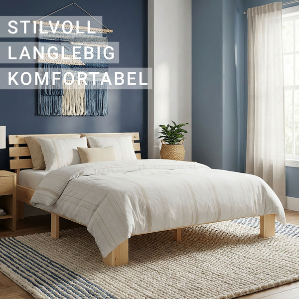 Letto in legno 160x200cm in legno massello naturale