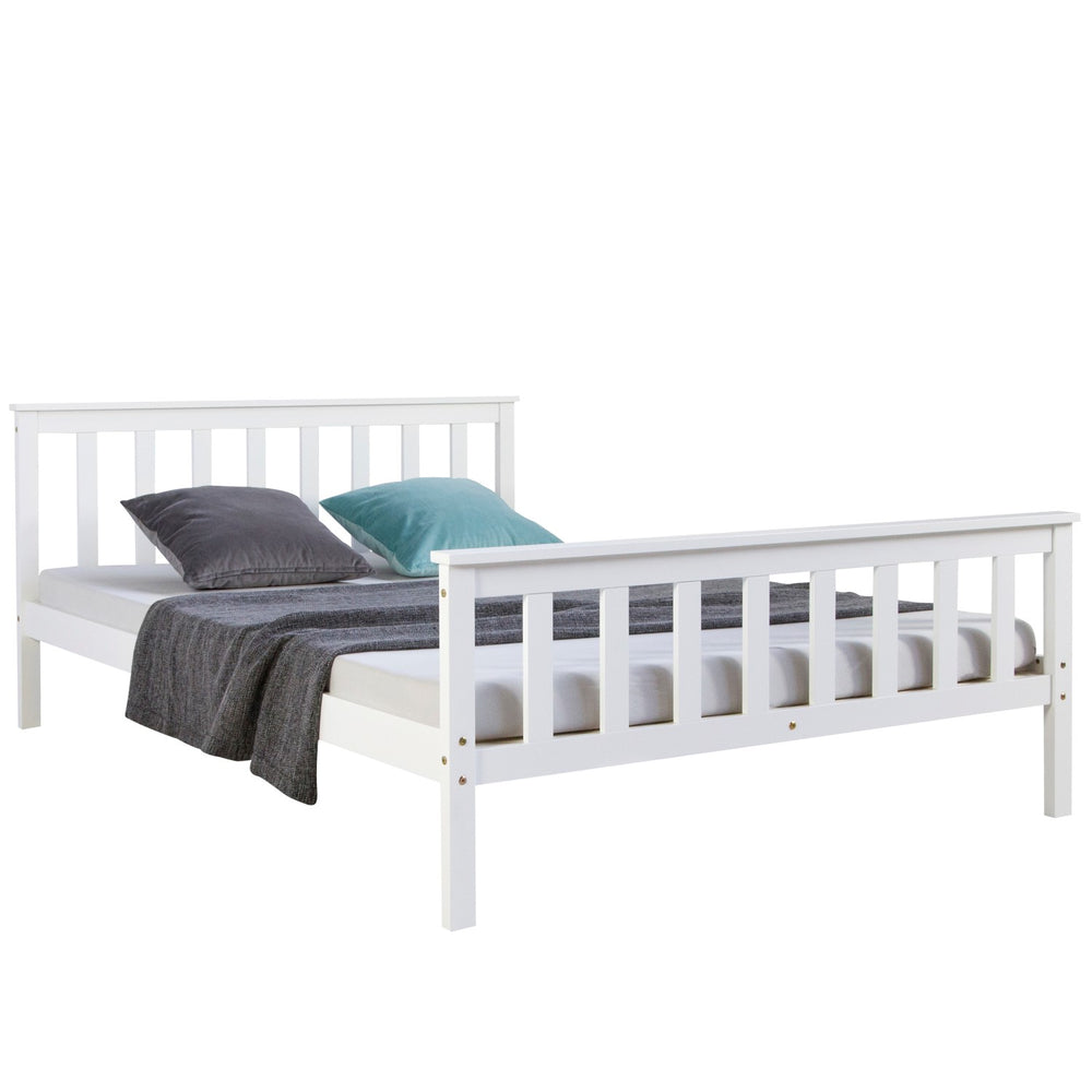 Wooden double bed 140x200cm white