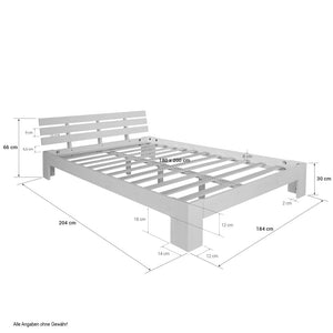 Holzbett Doppelbett 180x200cm Natur