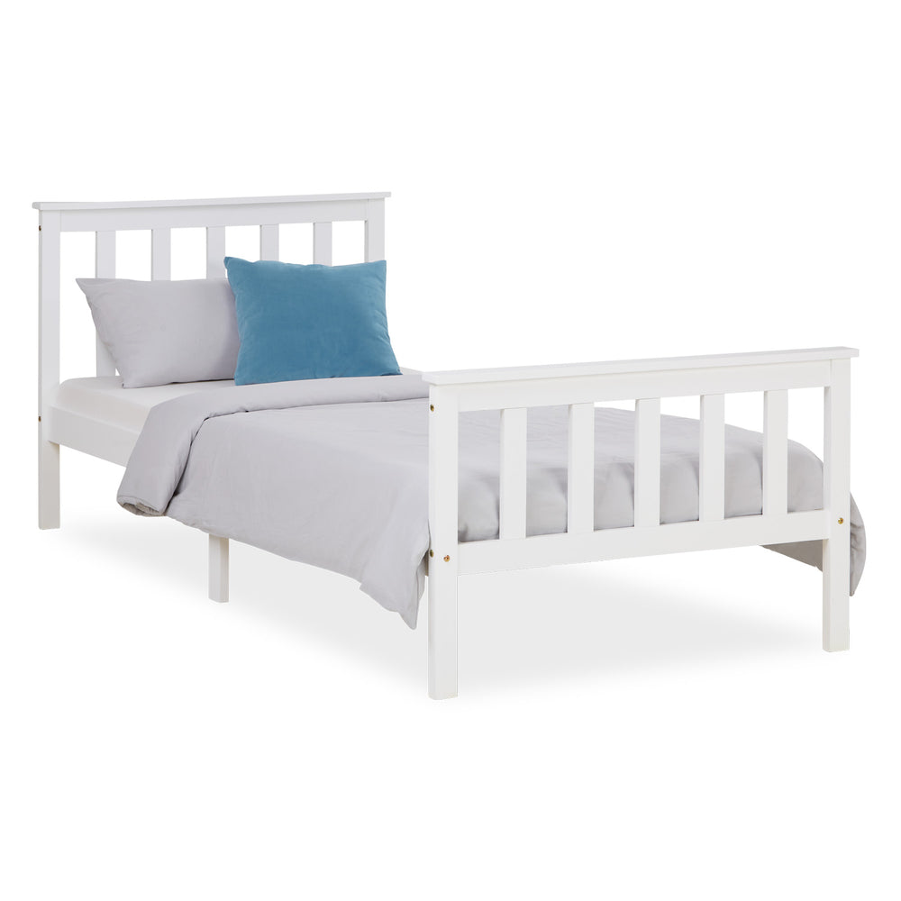 Wooden double bed 90x200cm white