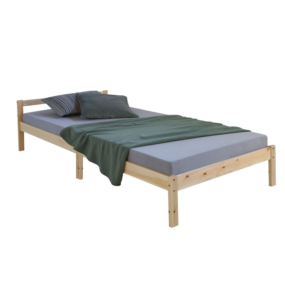 Wooden youth bed with slatted base 90x200cm natural