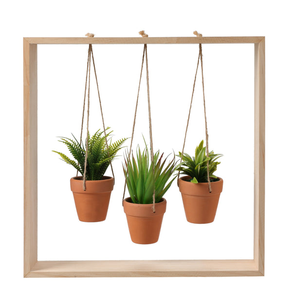 Decorazione vegetale con cornice in legno 38 x 38 cm