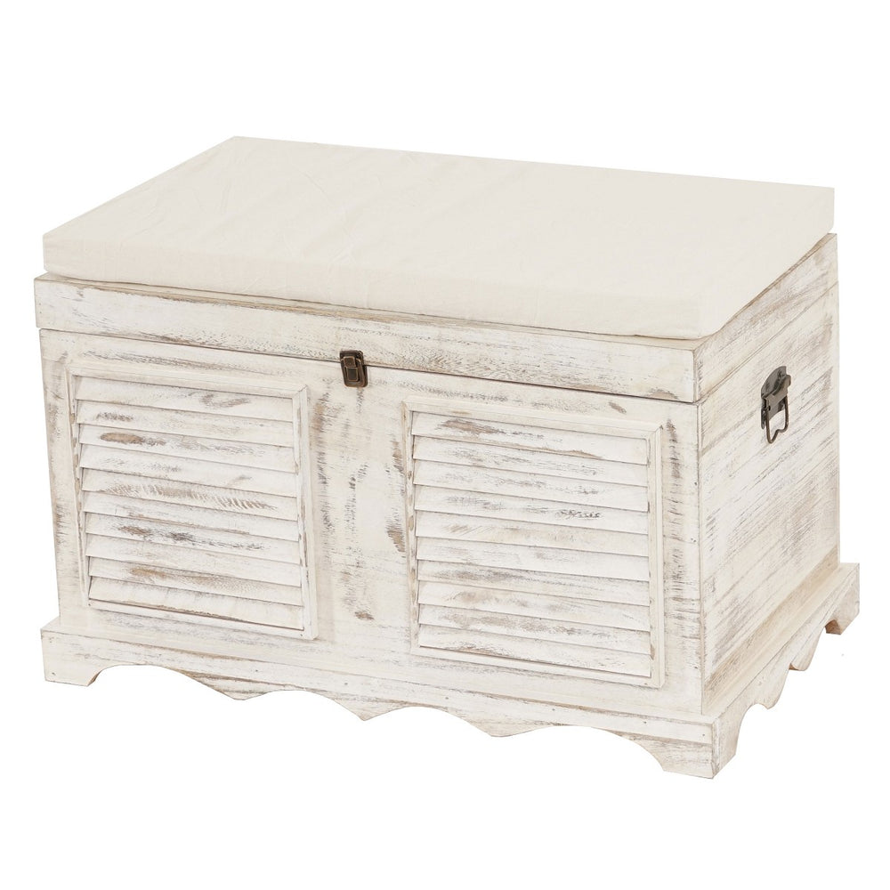 Holztruhe Aufbewahrungstruhe Shabby 50x76x45cm weiss
