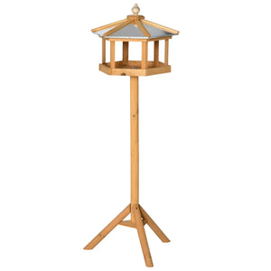 Vogelhaus | Mit Ständer und Zinkdach | Kiefernholz | Ø 40 x 110 cm | Braun und Silber