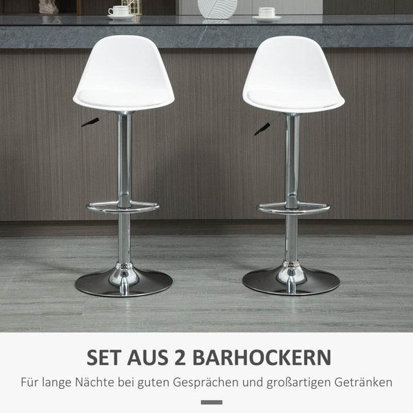 2er Set Barhocker höhenverstellbar weiss