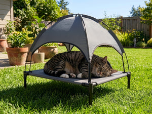 Hundebett Katzenbett erhöht mit Sonnendach M anthrazit/schwarz