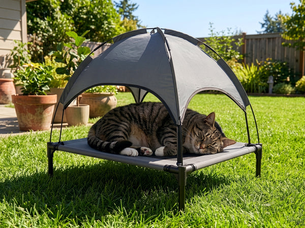 Hundebett Katzenbett erhöht mit Sonnendach M anthrazit/schwarz