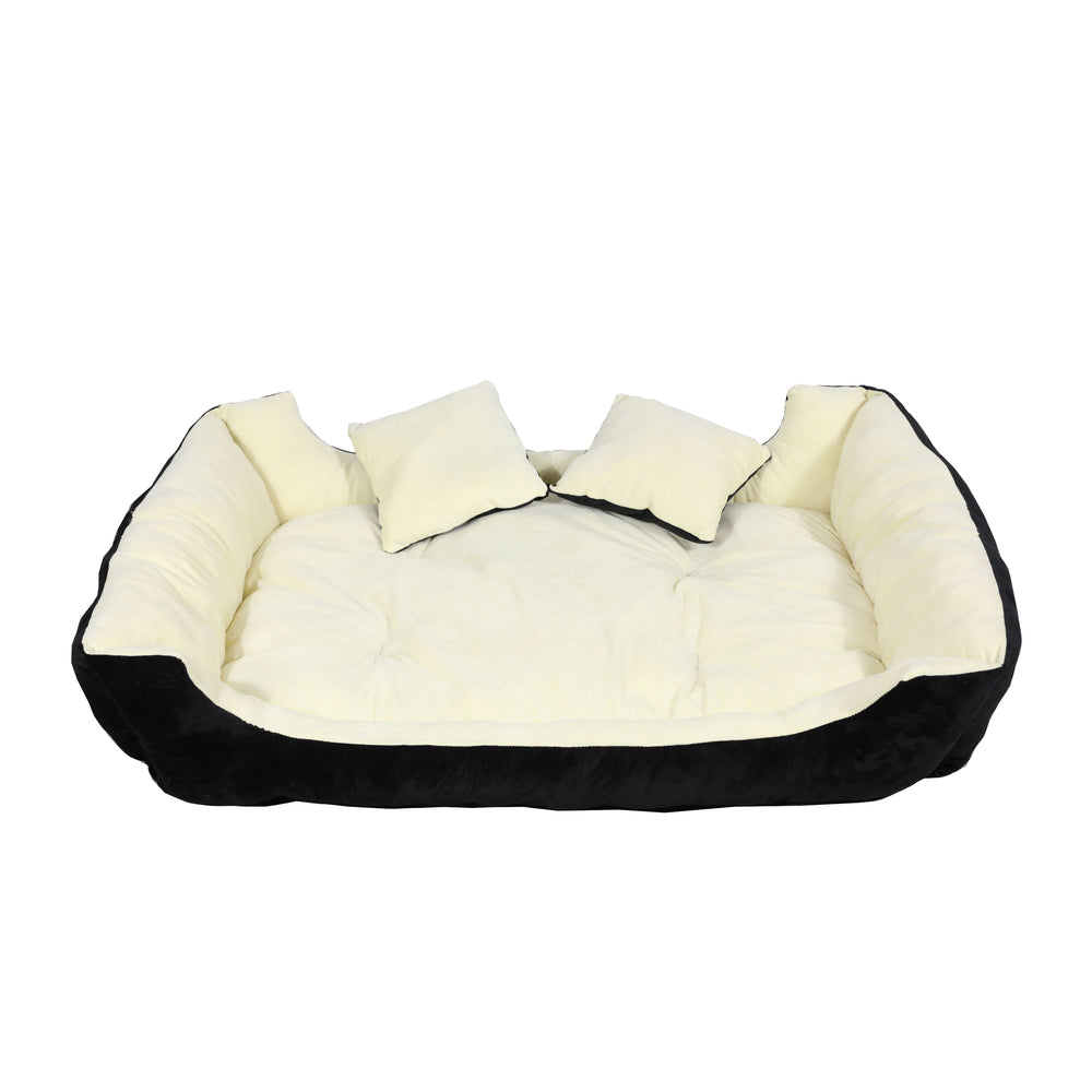 black & beige dog bed