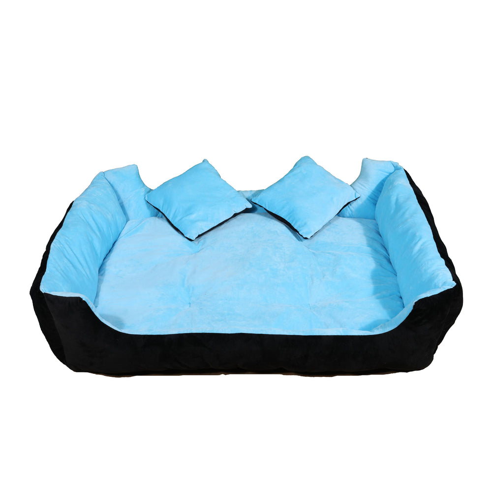 blue and black dog bed