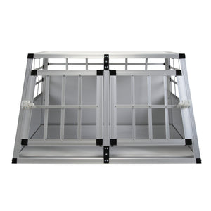 Cage pour chien en aluminium, double, petite, grise