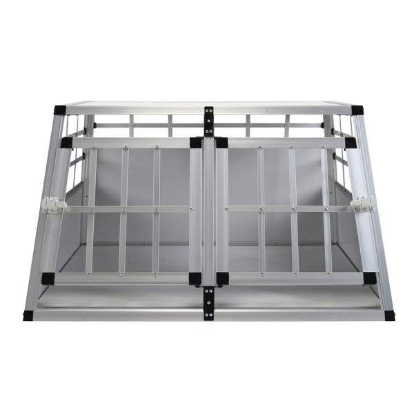 Cage pour chien en aluminium, double, petite, grise