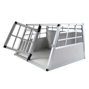 Cage pour chien en aluminium, double, petite, grise