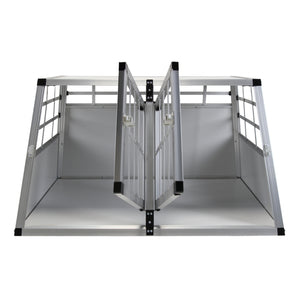 Cage pour chien en aluminium, double, petite, grise