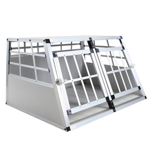 Cage pour chien en aluminium, double, petite, grise