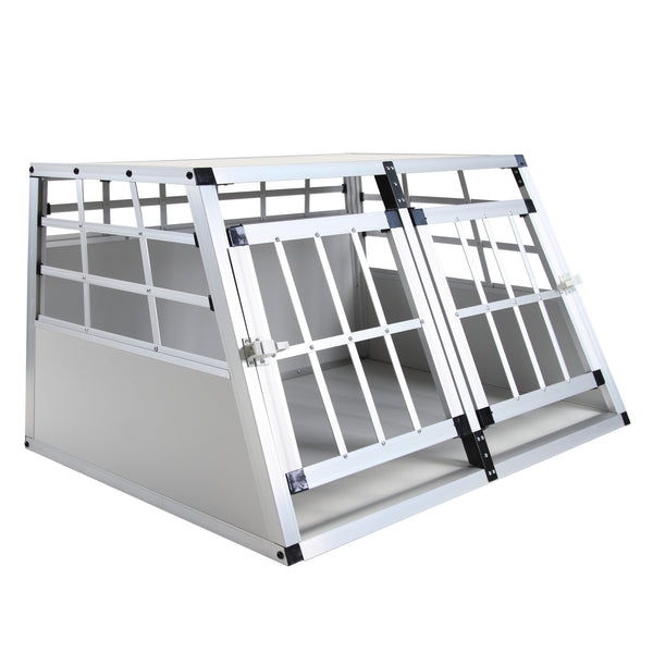 Cage pour chien en aluminium, double, petite, grise