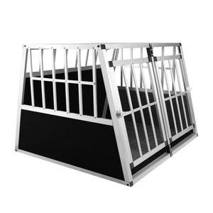 Caisse de transport double pour chiens en aluminium avec dossier incliné, grande