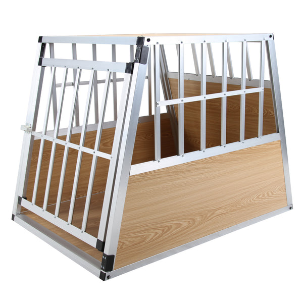 Cage pour chien en aluminium avec dossier incliné, grande, marron clair