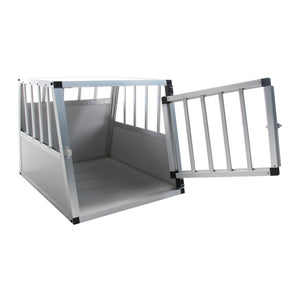 Cage pour chien en aluminium avec dossier incliné, petite, grise