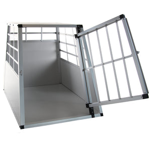 Grande trasportino per cani in alluminio grigio