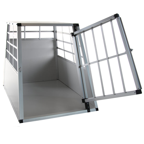 Grande trasportino per cani in alluminio grigio