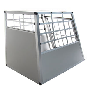 Grande trasportino per cani in alluminio grigio